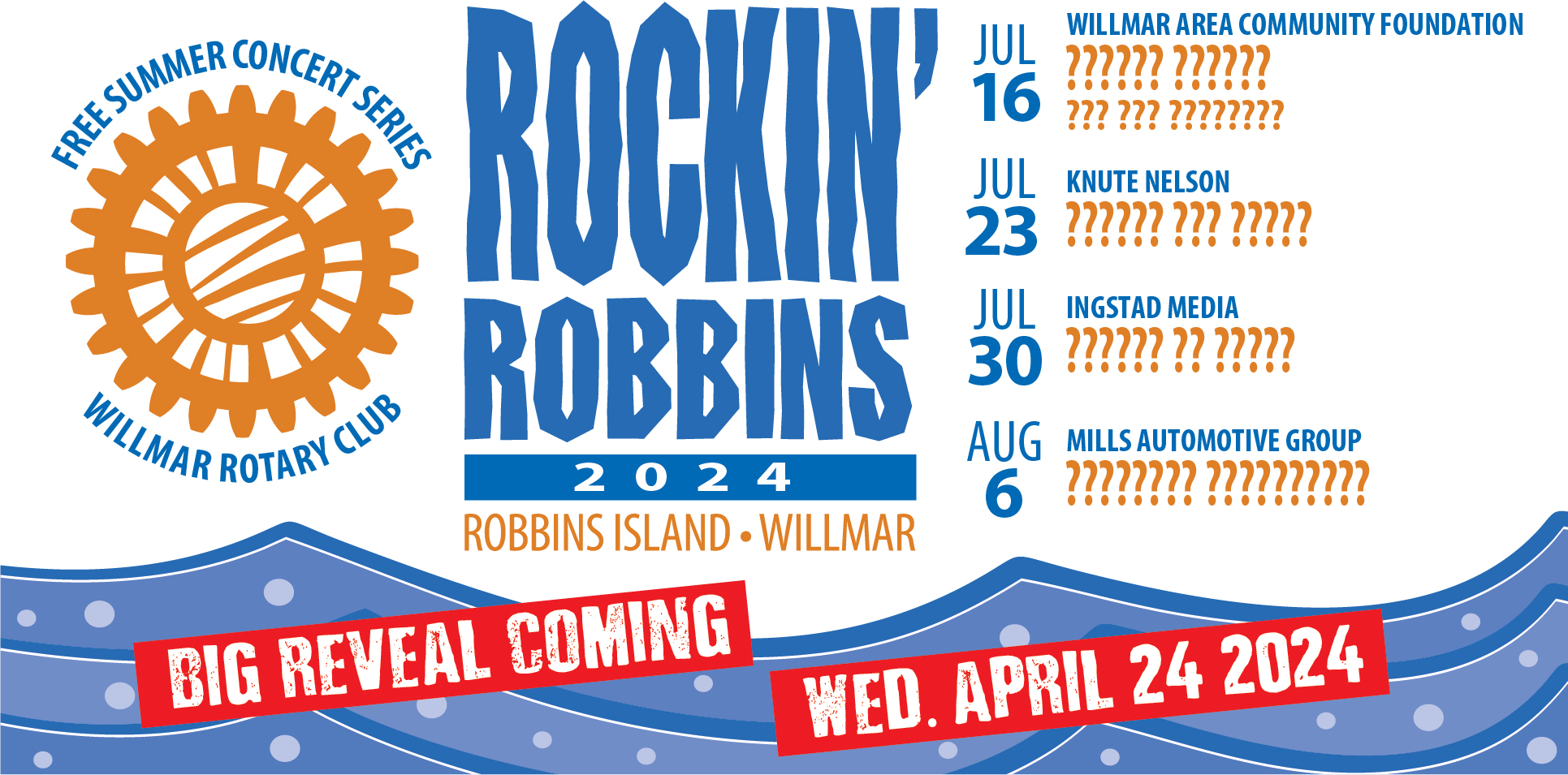 2024 Rockin' Robbins band lineup coming Wednesday, April 24, 2024